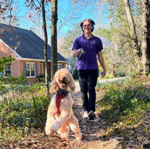 Hunter Jackson walks Agatha